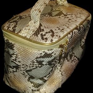 Cosmetic Makeup Bag Case Gold Brown Carryon Travel